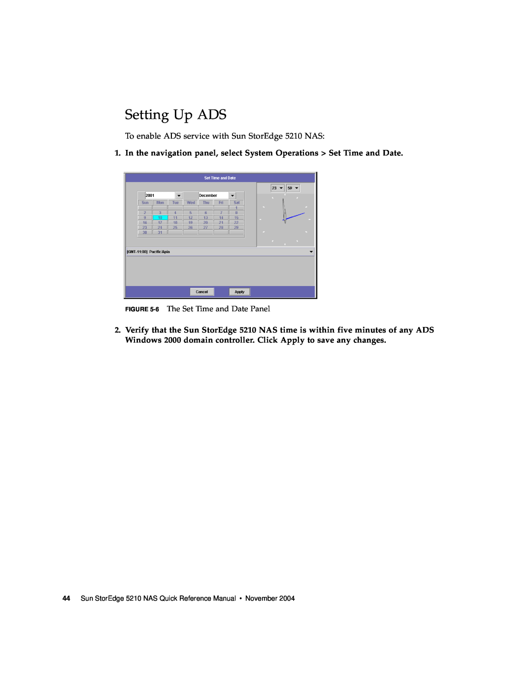 Sun Microsystems manual Setting Up ADS, To enable ADS service with Sun StorEdge 5210 NAS 