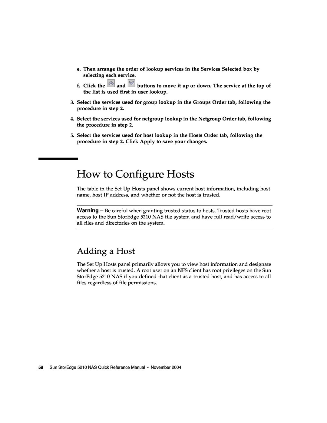 Sun Microsystems 5210 NAS manual How to Configure Hosts, Adding a Host 