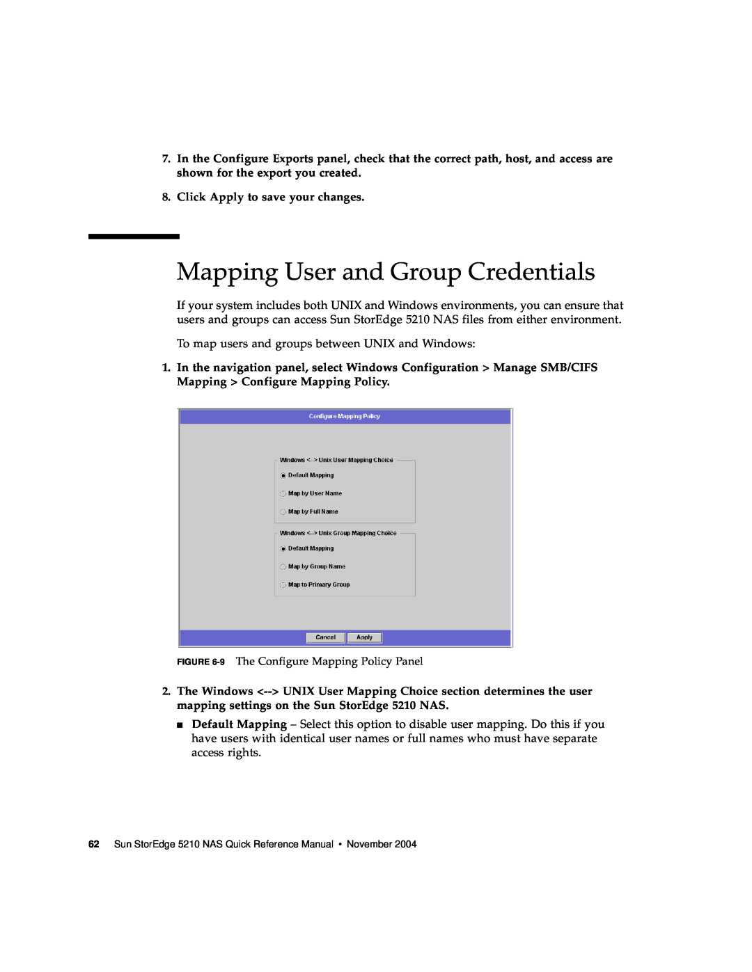 Sun Microsystems 5210 NAS manual Mapping User and Group Credentials 
