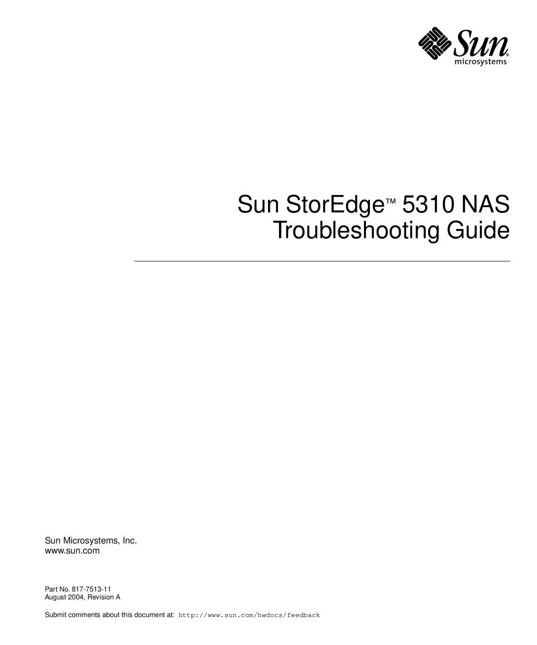 Sun Microsystems manual Sun StorEdge 5310 NAS Troubleshooting Guide 