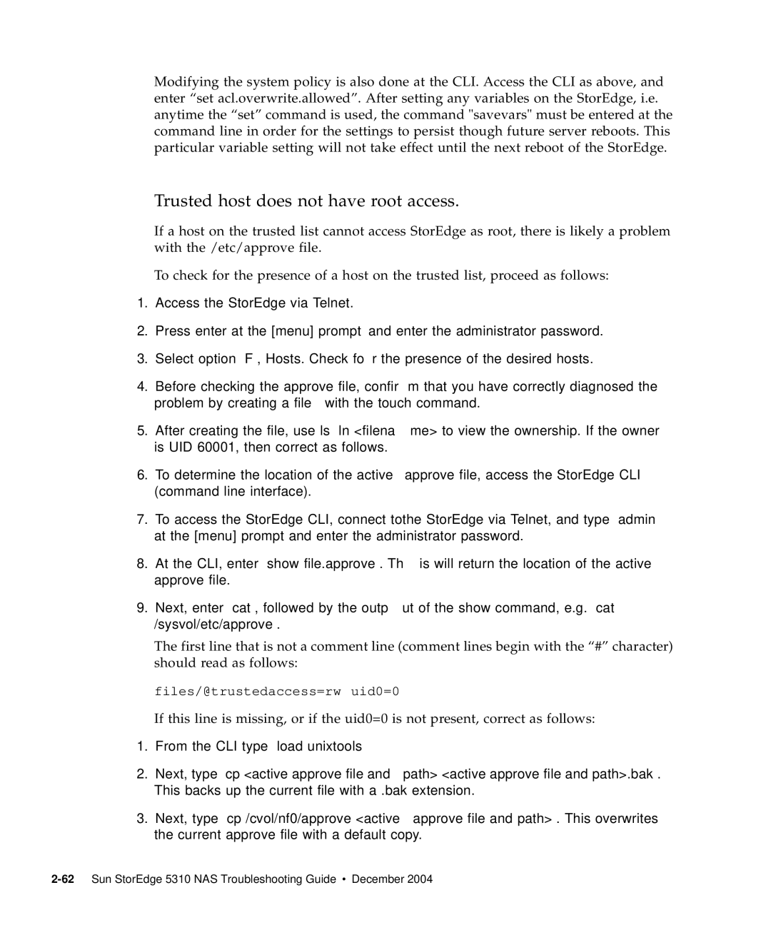 Sun Microsystems 5310 NAS manual Trusted host does not have root access 