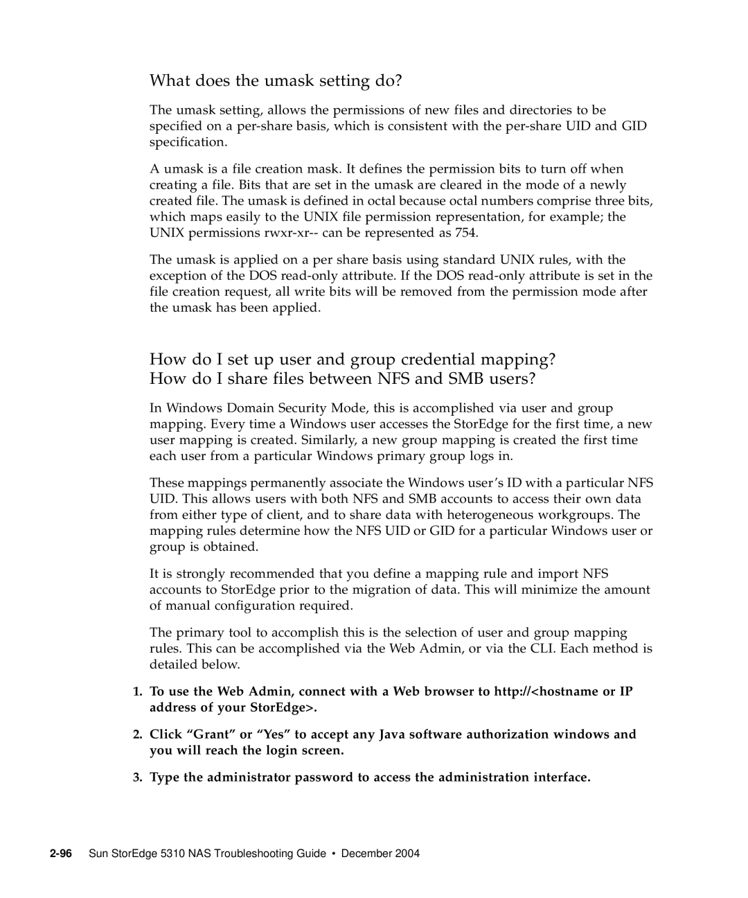 Sun Microsystems 5310 NAS manual What does the umask setting do? 