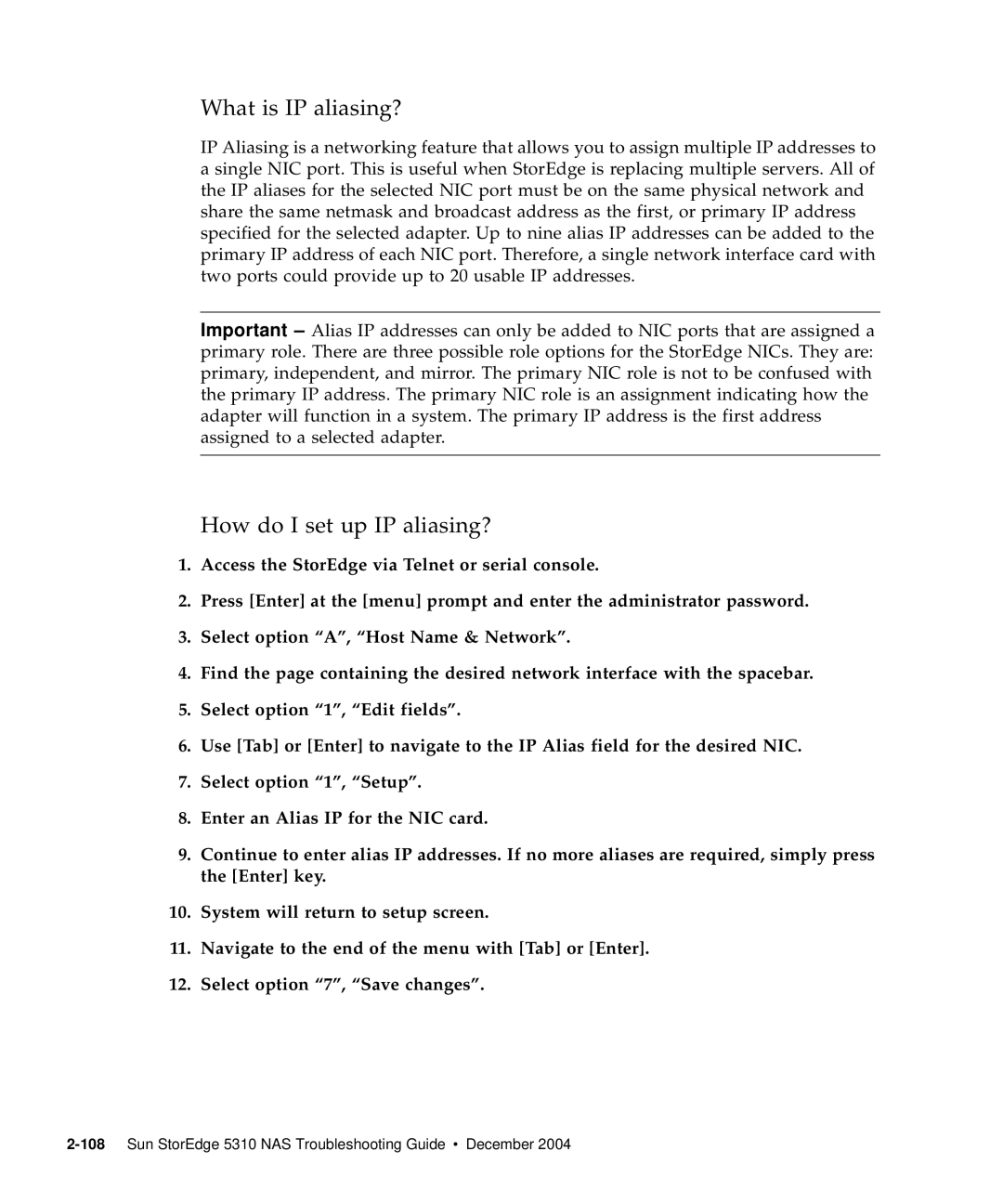 Sun Microsystems 5310 NAS manual What is IP aliasing?, How do I set up IP aliasing? 