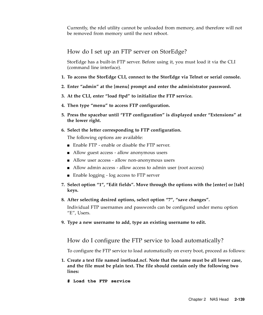 Sun Microsystems 5310 NAS manual How do I set up an FTP server on StorEdge? 