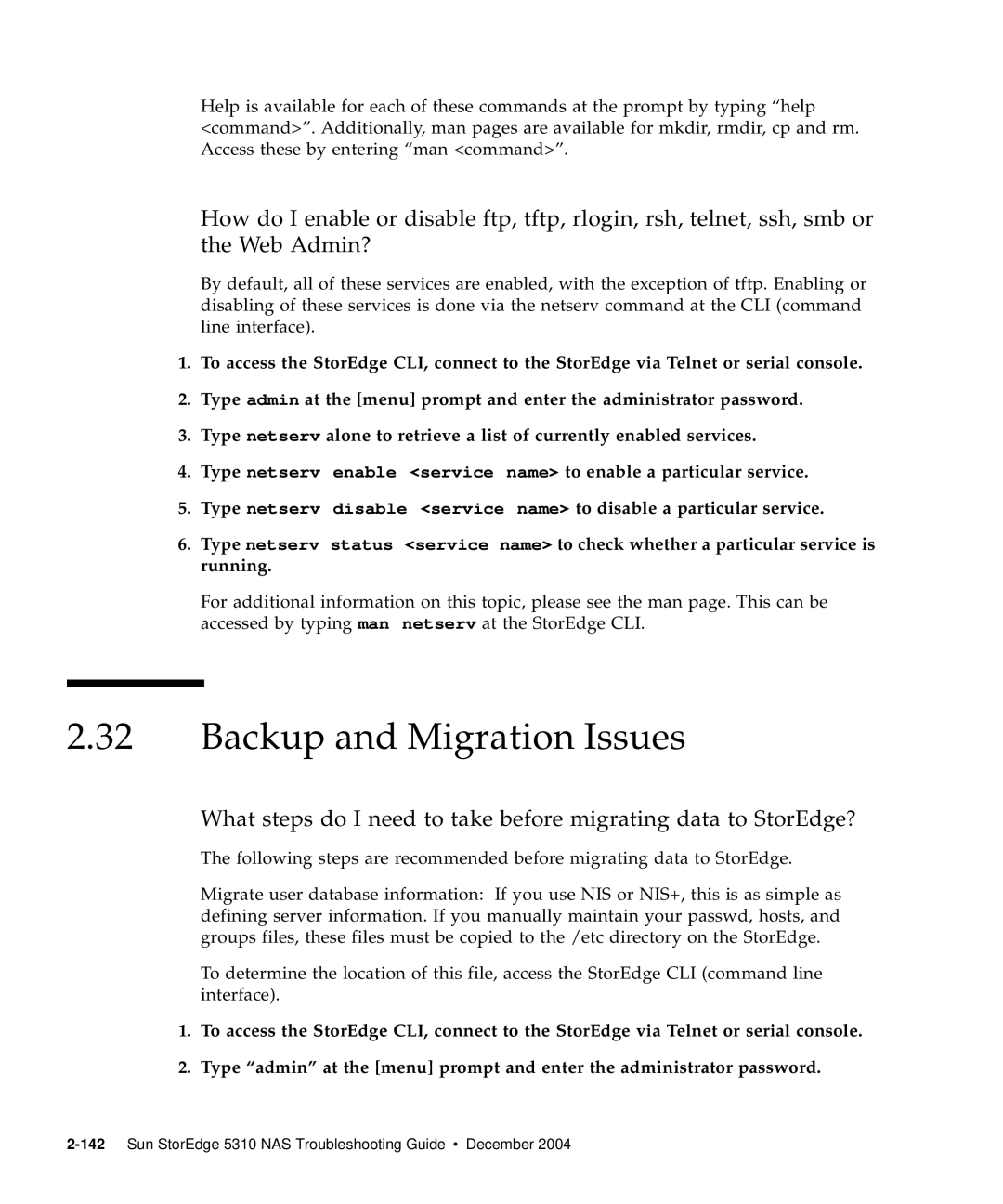 Sun Microsystems 5310 NAS manual Backup and Migration Issues 