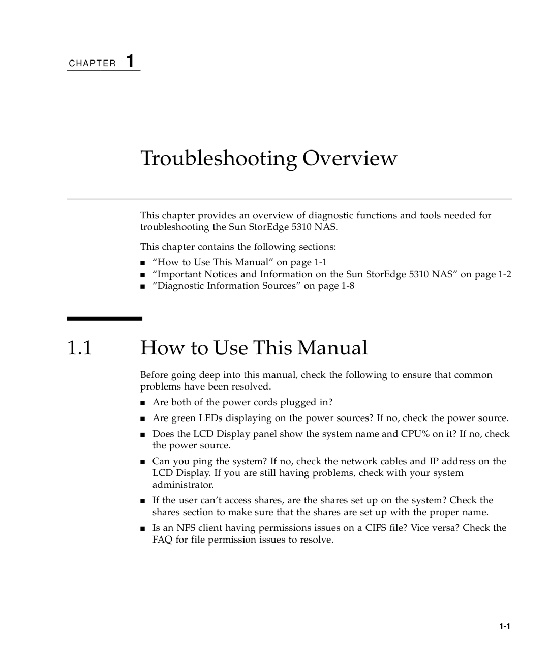 Sun Microsystems 5310 NAS manual Troubleshooting Overview, How to Use This Manual 