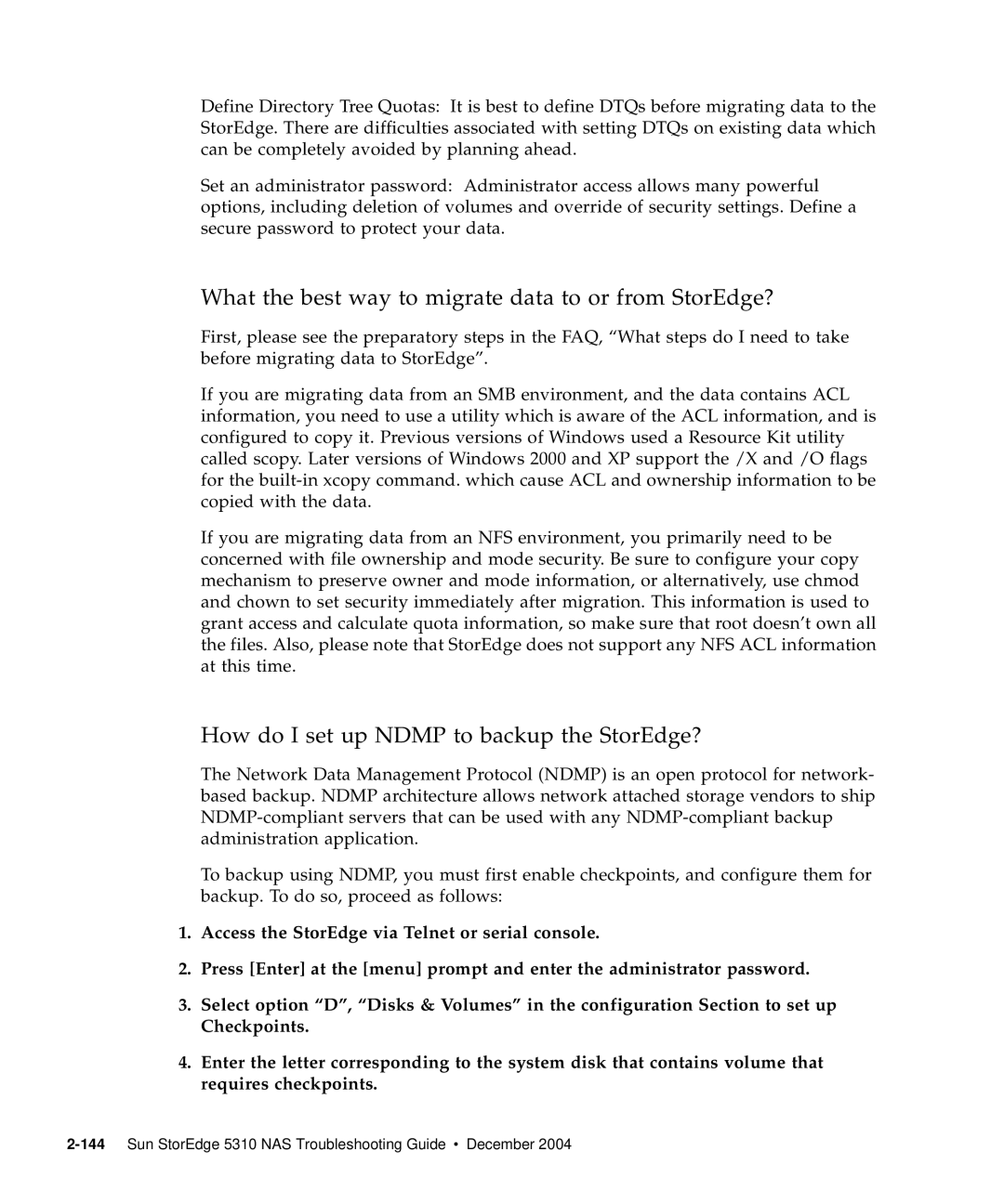 Sun Microsystems 5310 NAS manual What the best way to migrate data to or from StorEdge? 