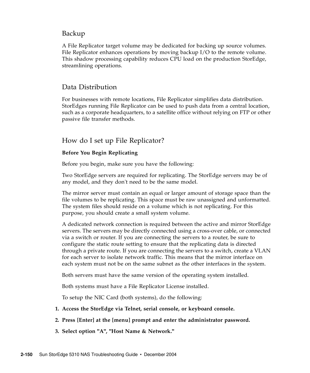 Sun Microsystems 5310 NAS manual Backup, Data Distribution, How do I set up File Replicator? 