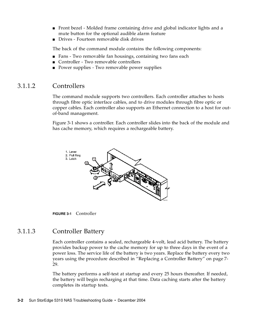 Sun Microsystems 5310 NAS manual Controllers, Controller Battery 