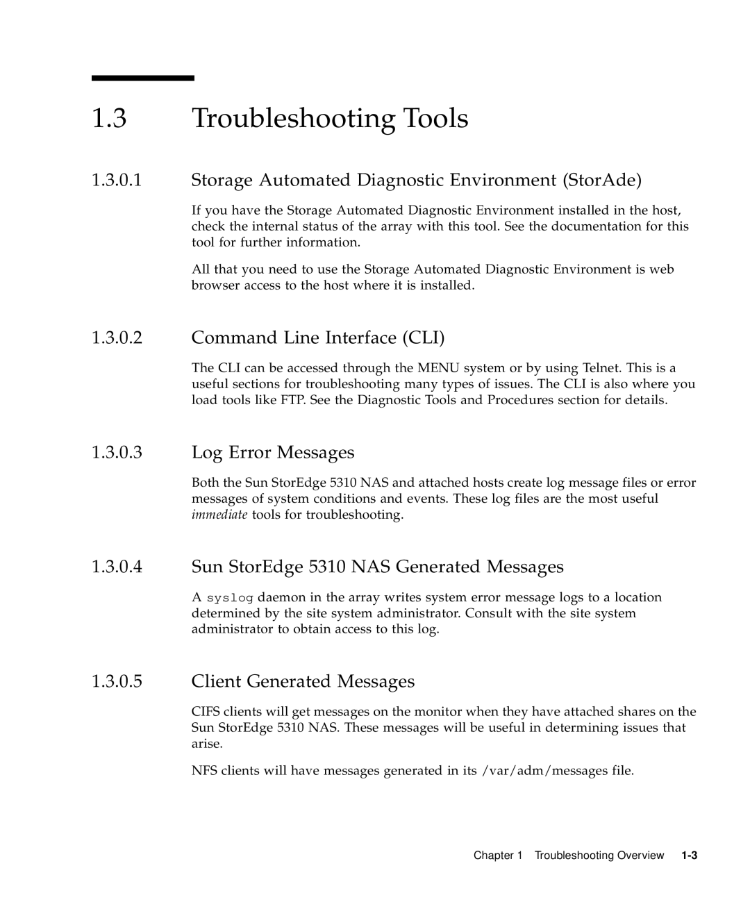 Sun Microsystems 5310 NAS manual Troubleshooting Tools 