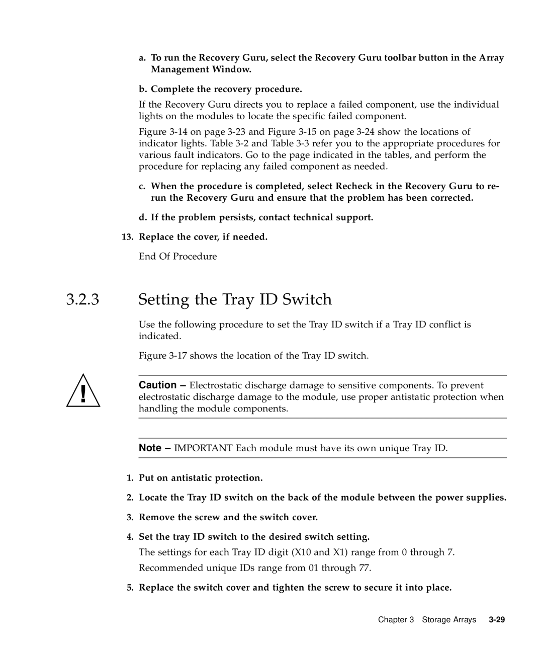 Sun Microsystems 5310 NAS manual Setting the Tray ID Switch, 17shows the location of the Tray ID switch 