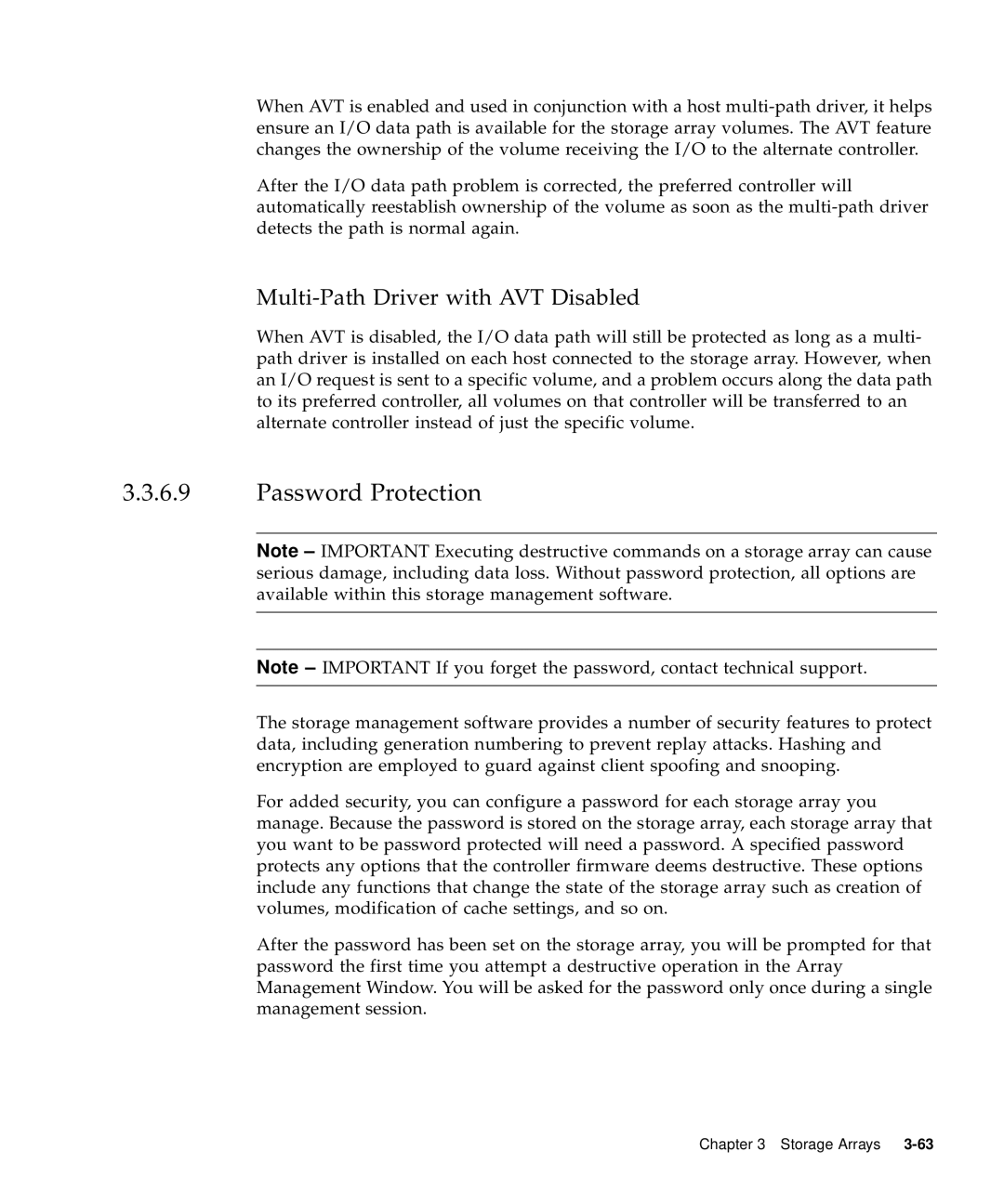 Sun Microsystems 5310 NAS manual Password Protection, Multi-Path Driver with AVT Disabled 