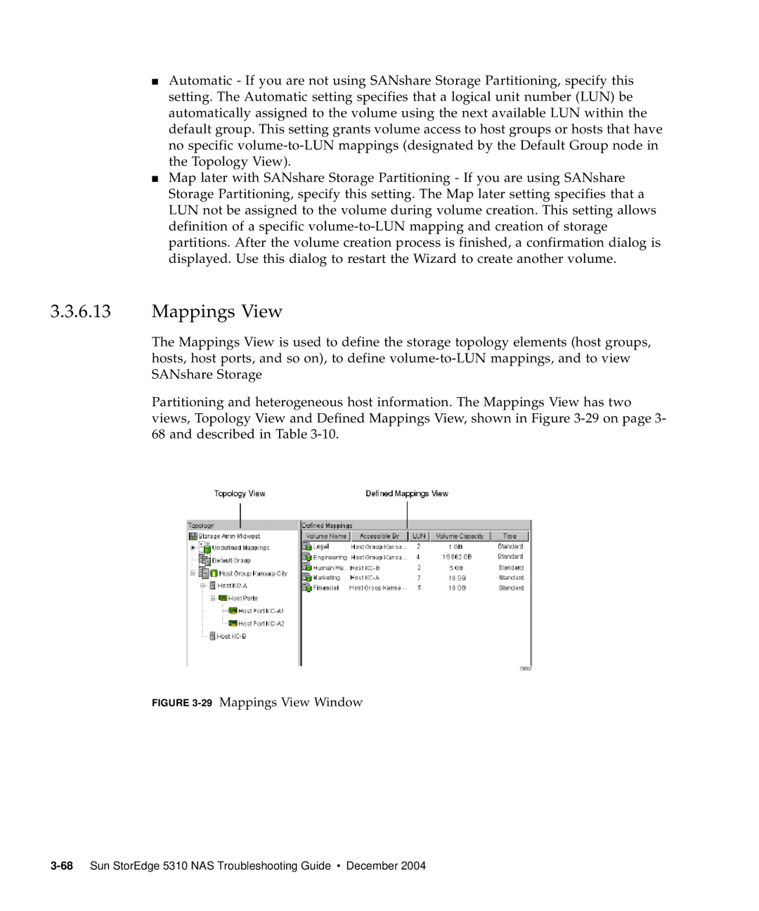 Sun Microsystems 5310 NAS manual 29Mappings View Window 