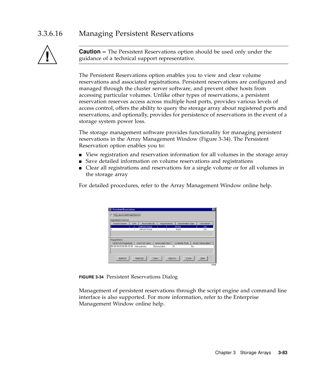 Sun Microsystems 5310 NAS manual Managing Persistent Reservations, 34Persistent Reservations Dialog 