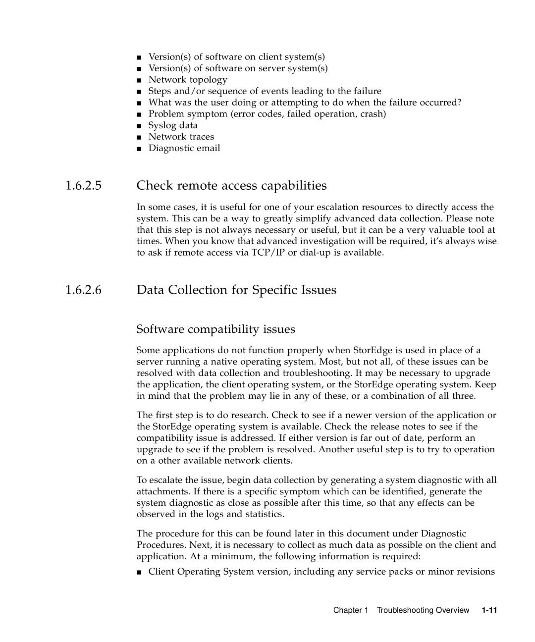 Sun Microsystems 5310 NAS manual Check remote access capabilities, Data Collection for Specific Issues 