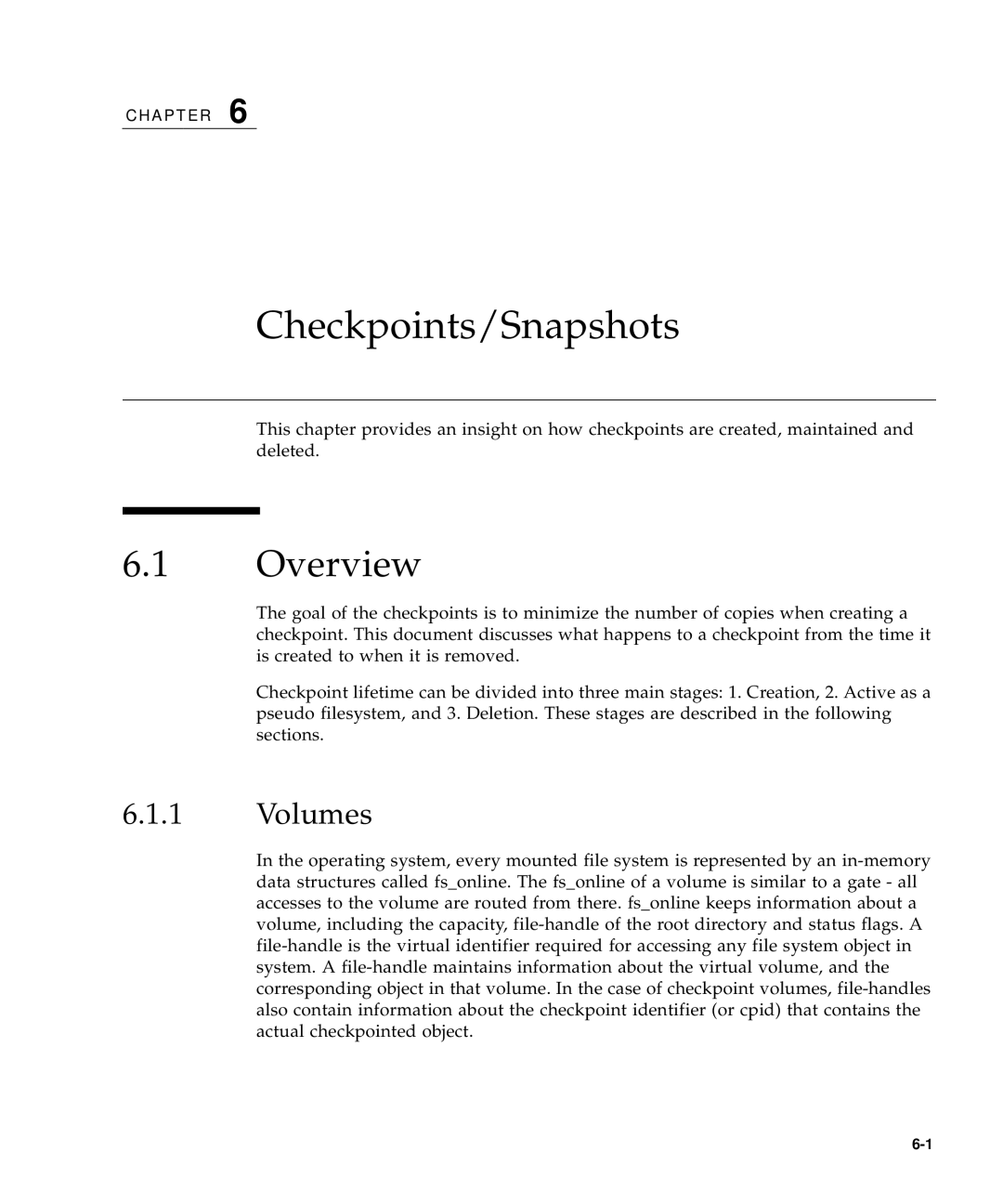 Sun Microsystems 5310 NAS manual Checkpoints/Snapshots, Volumes 