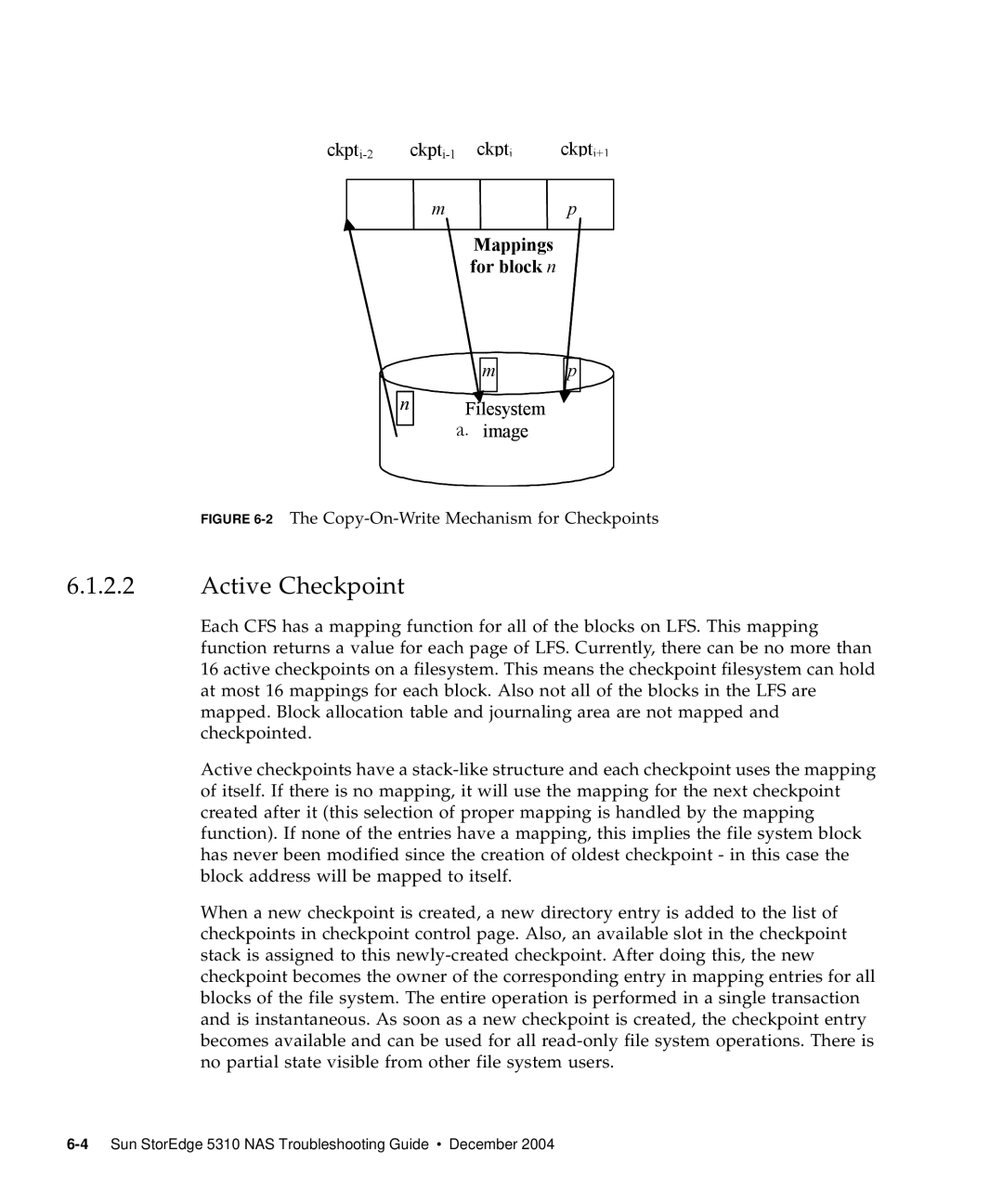 Sun Microsystems 5310 NAS manual Active Checkpoint, 2The Copy-On-Write Mechanism for Checkpoints 