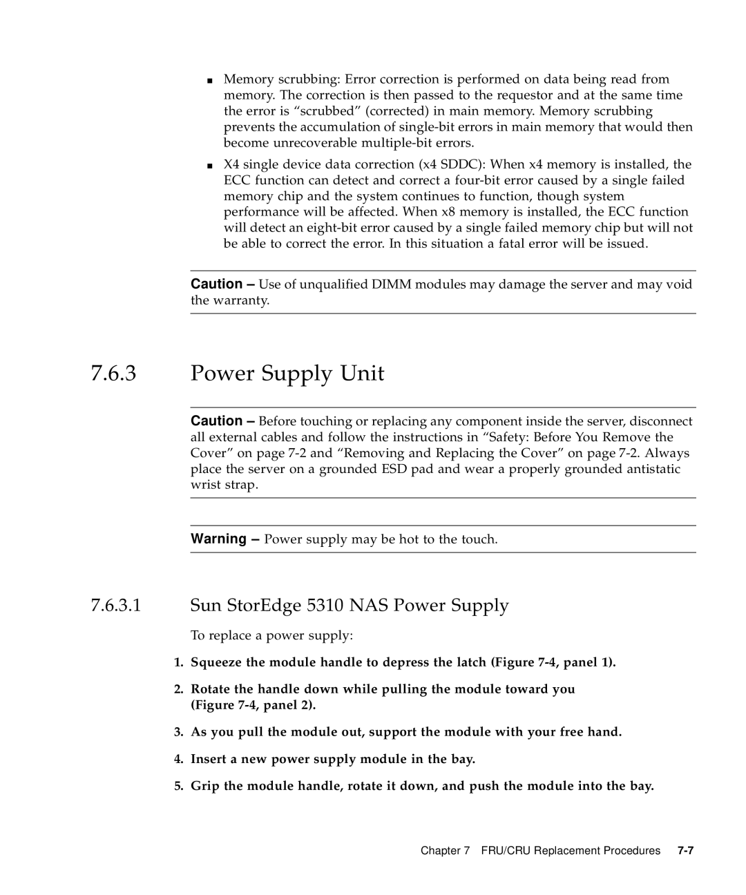 Sun Microsystems manual Power Supply Unit, Sun StorEdge 5310 NAS Power Supply 