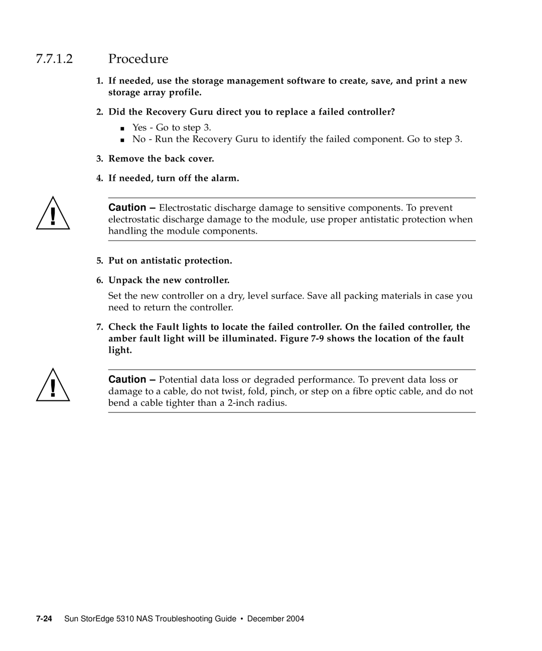 Sun Microsystems 5310 NAS manual Procedure 