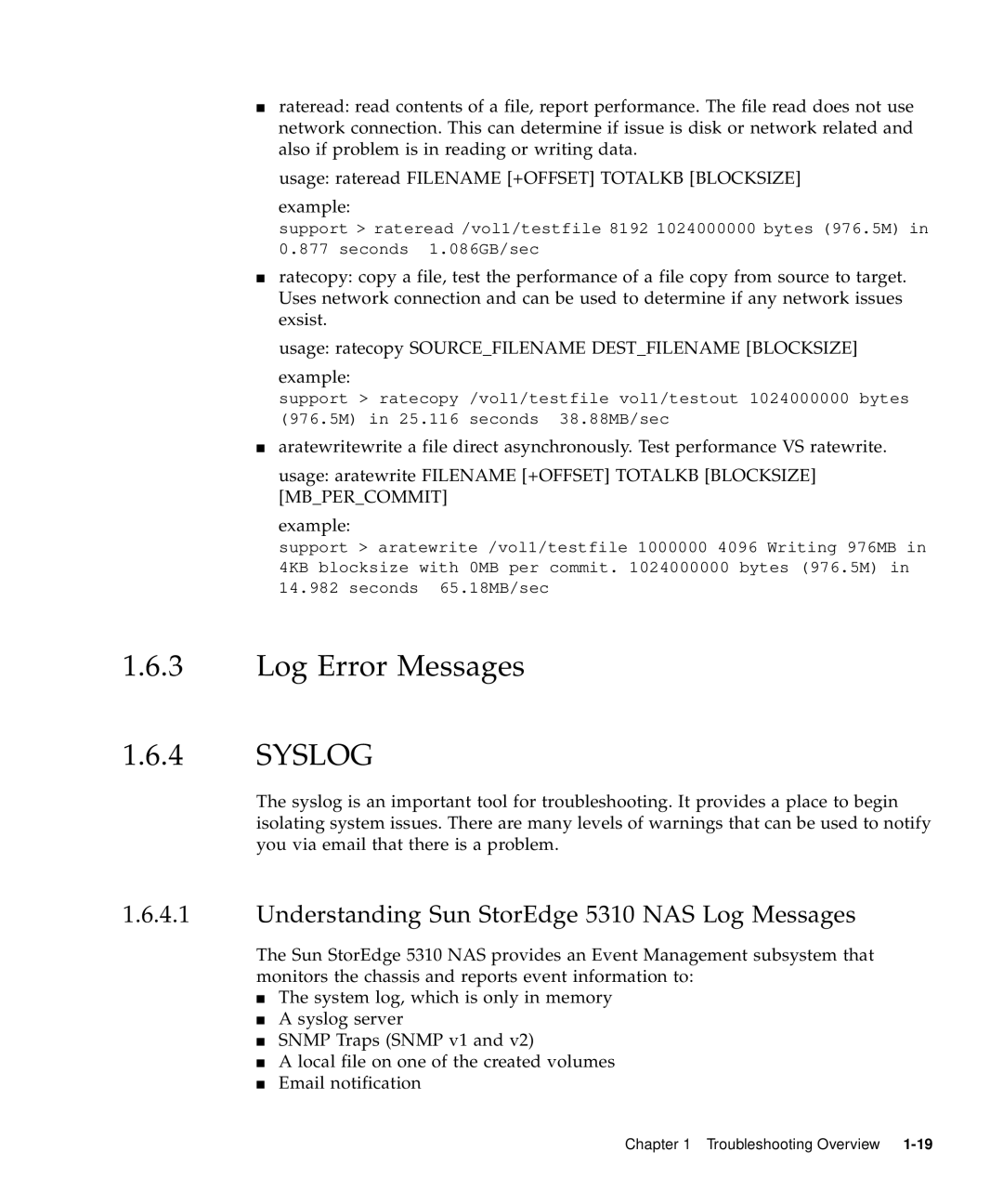 Sun Microsystems manual Log Error Messages Syslog, Understanding Sun StorEdge 5310 NAS Log Messages 