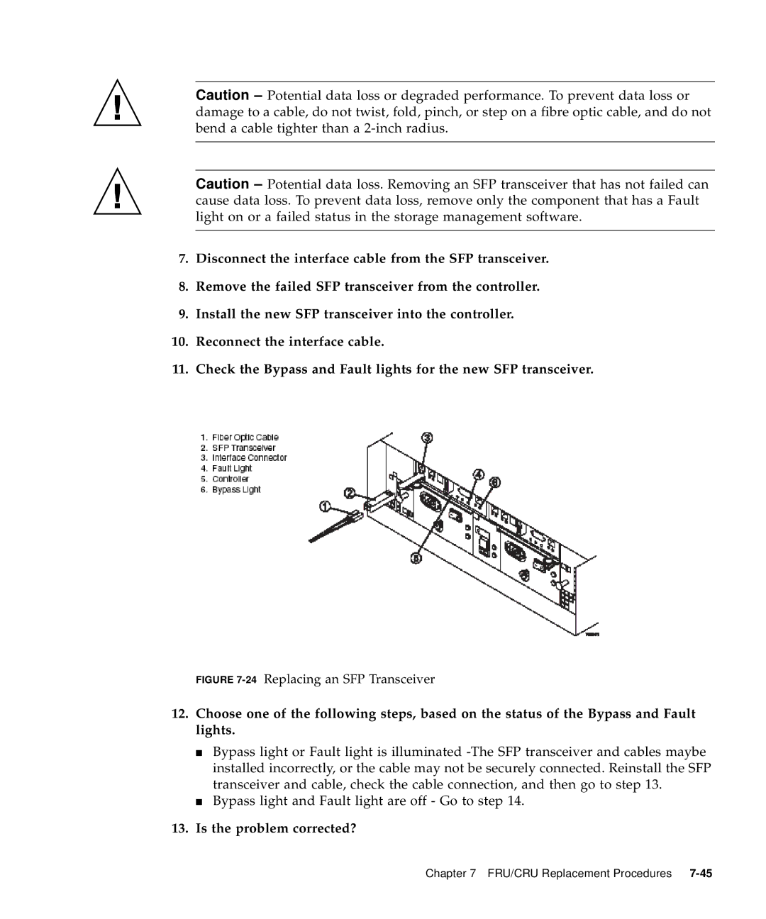 Sun Microsystems 5310 NAS manual 24Replacing an SFP Transceiver 