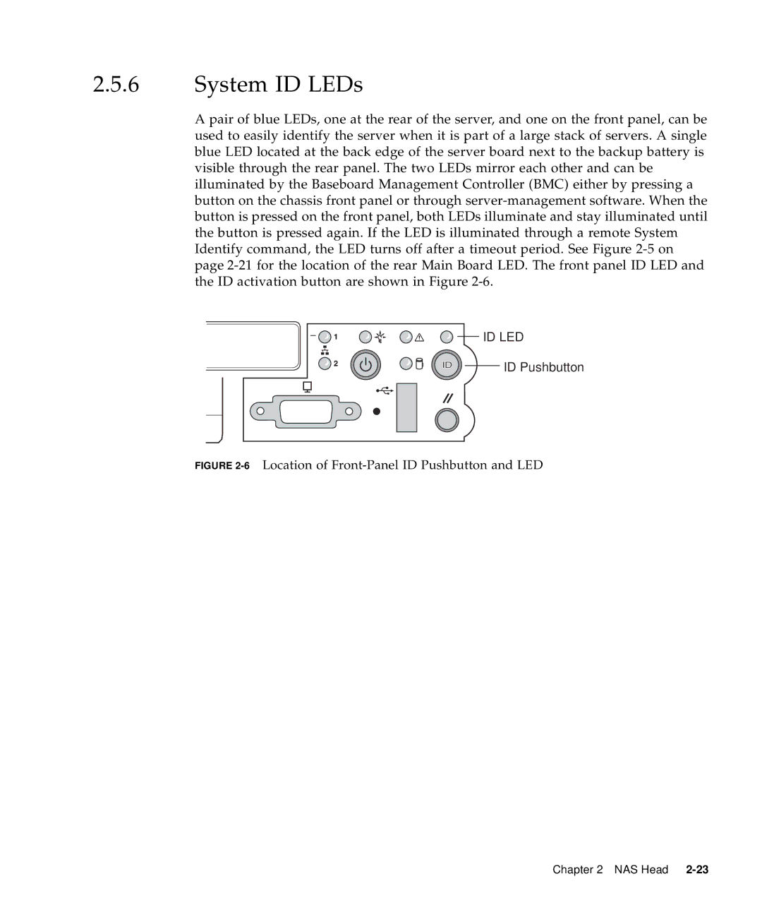 Sun Microsystems 5310 NAS manual System ID LEDs, 6Location of Front-Panel ID Pushbutton and LED 