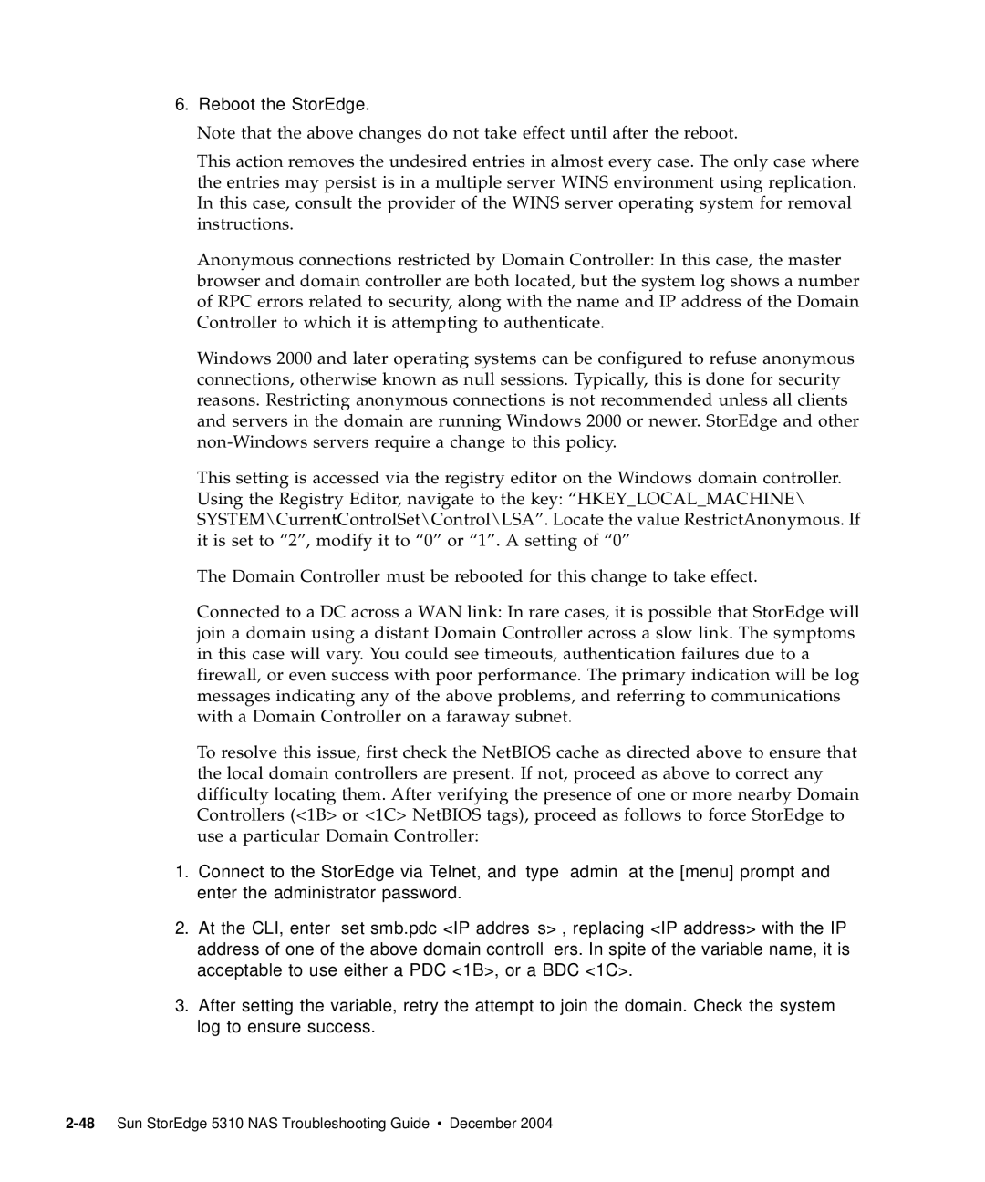 Sun Microsystems 5310 NAS manual Reboot the StorEdge 