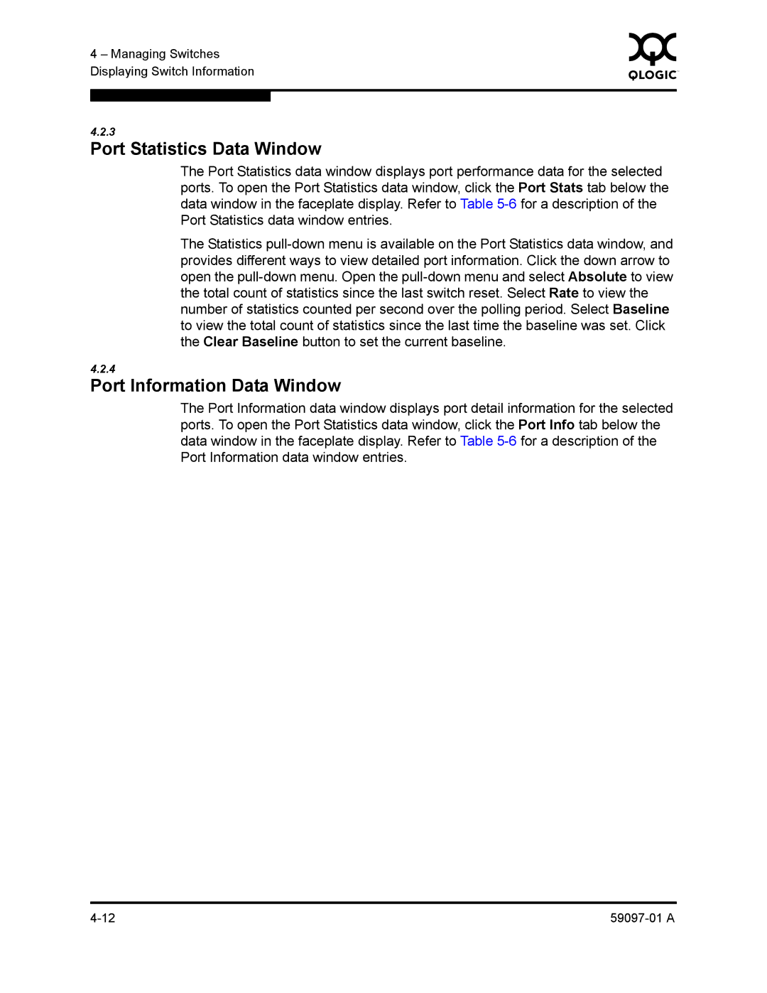 Sun Microsystems 5602 manual Port Statistics Data Window, Port Information Data Window 