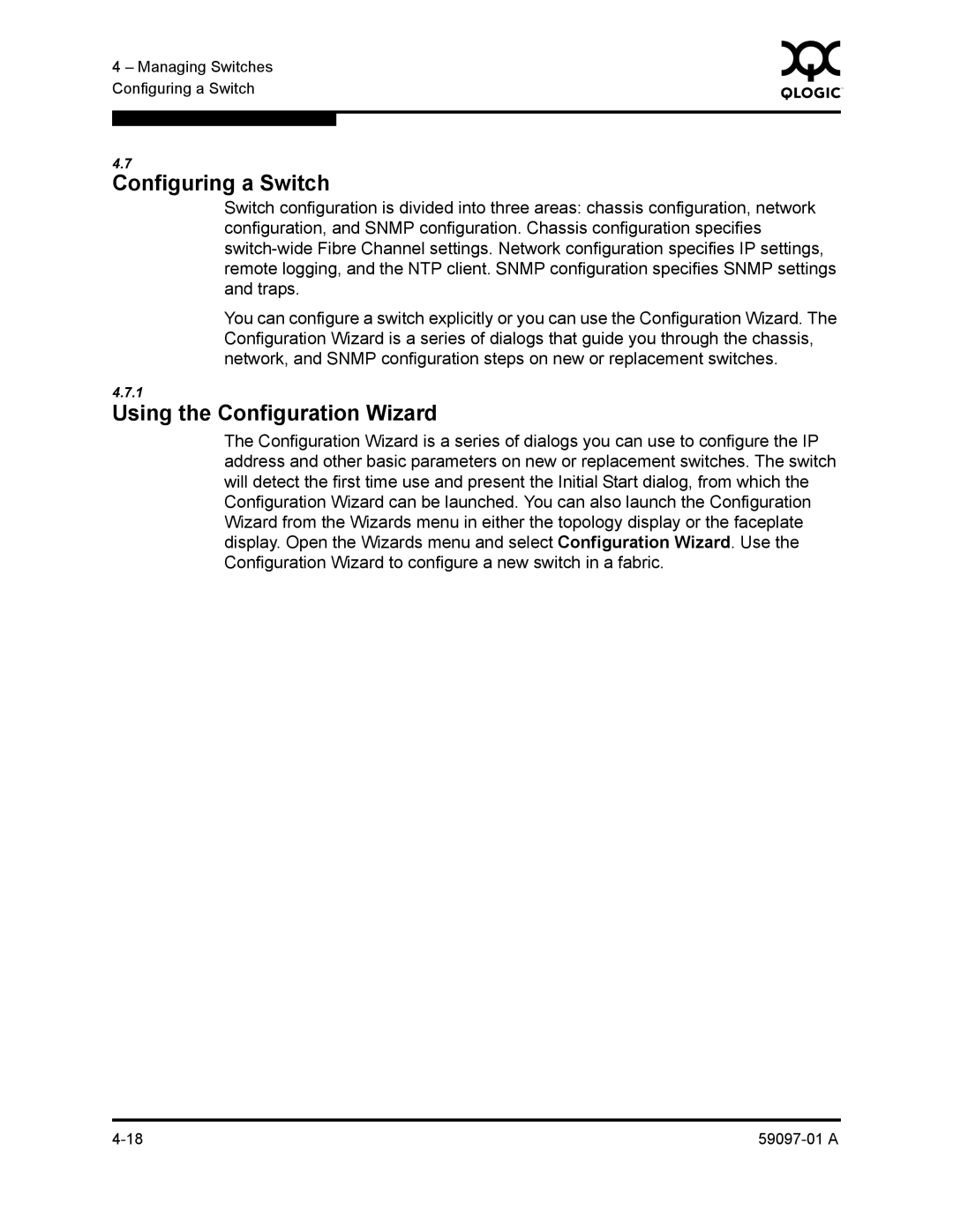 Sun Microsystems 5602 manual Configuring a Switch, Using the Configuration Wizard 