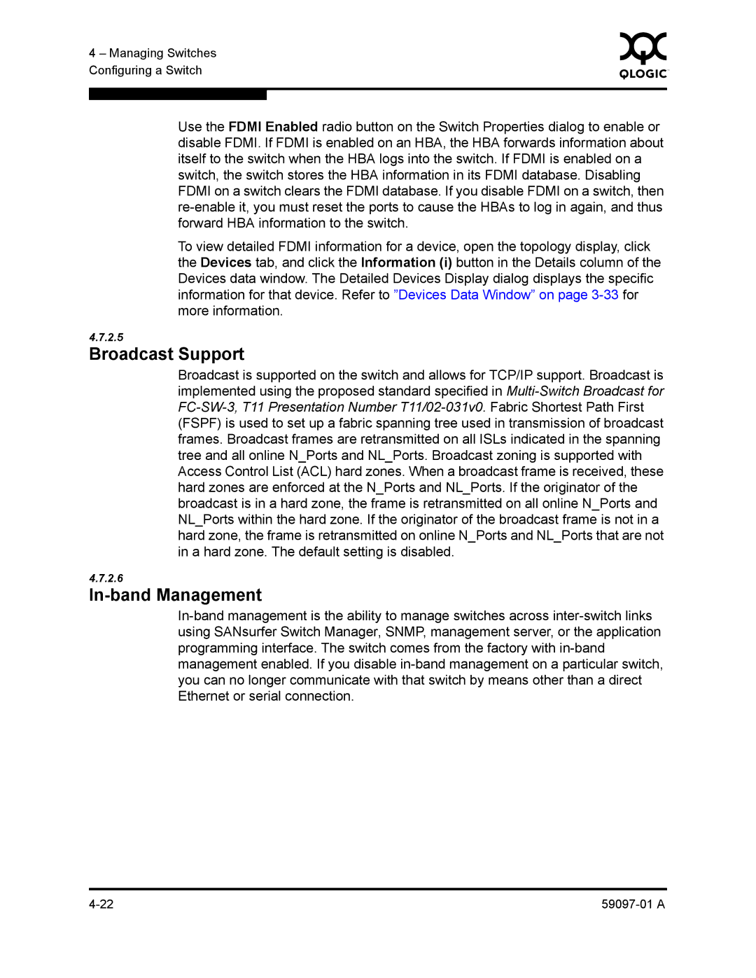 Sun Microsystems 5602 manual Broadcast Support, In-band Management 