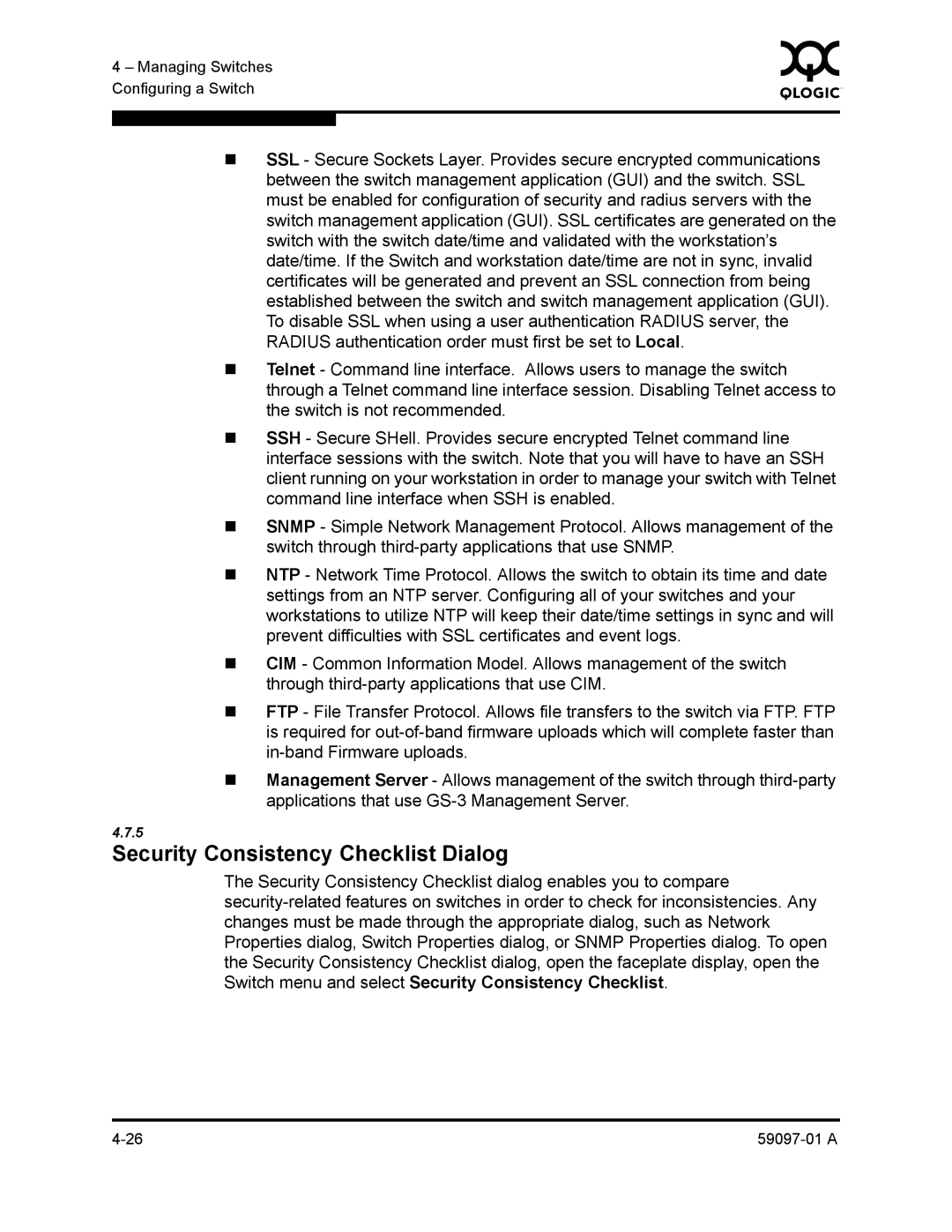 Sun Microsystems 5602 manual Security Consistency Checklist Dialog 