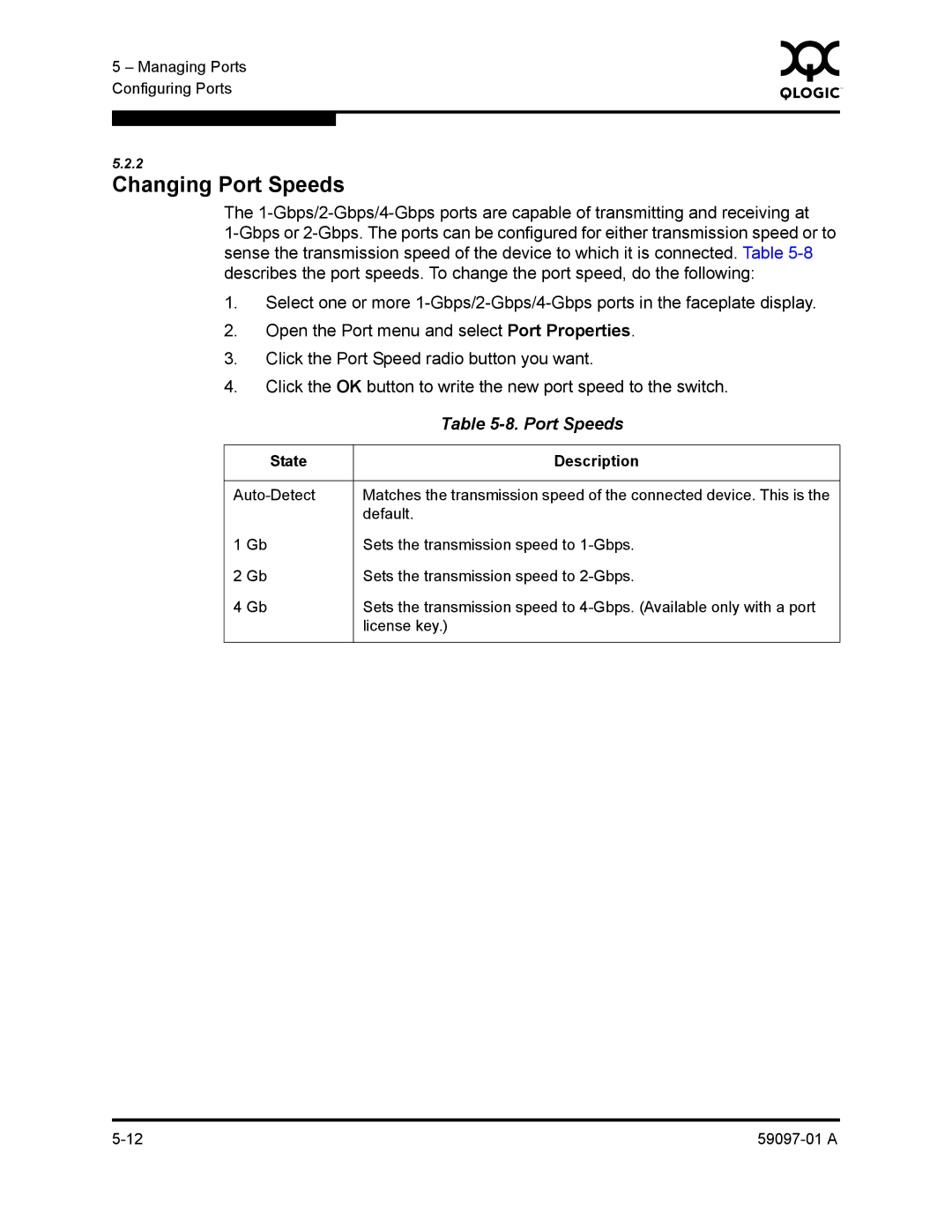 Sun Microsystems 5602 manual Changing Port Speeds 