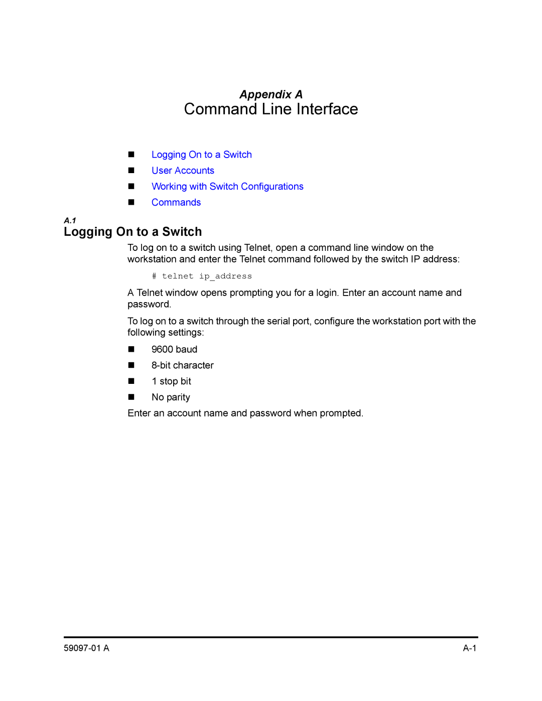 Sun Microsystems 5602 manual Command Line Interface, Logging On to a Switch 