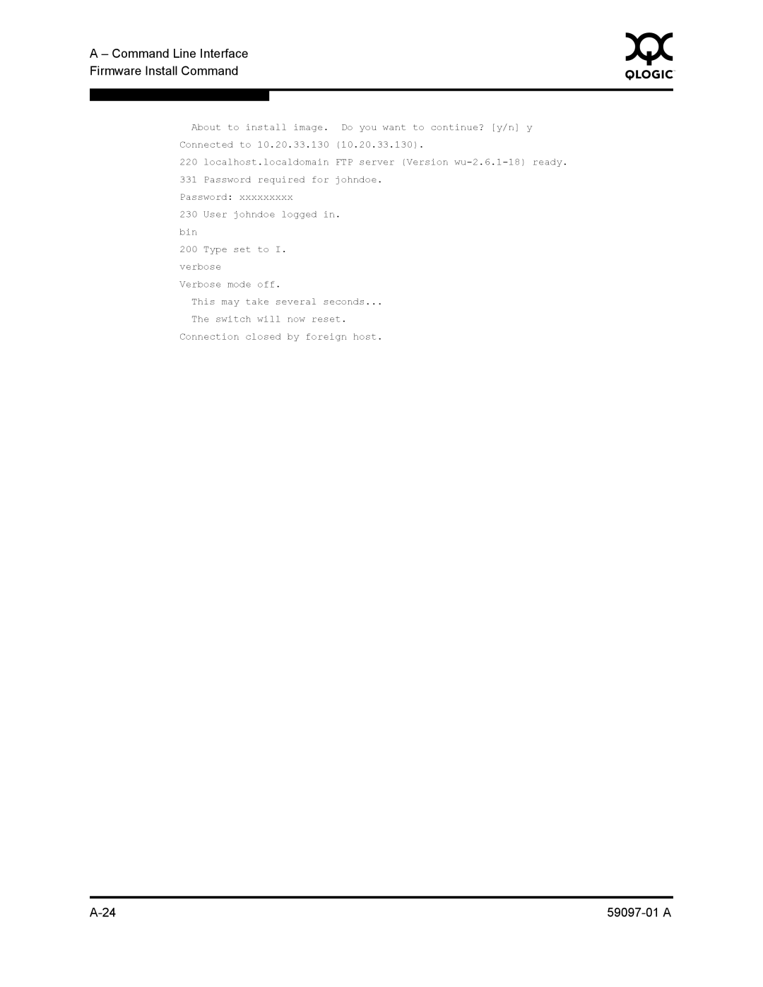 Sun Microsystems 5602 manual Command Line Interface Firmware Install Command 