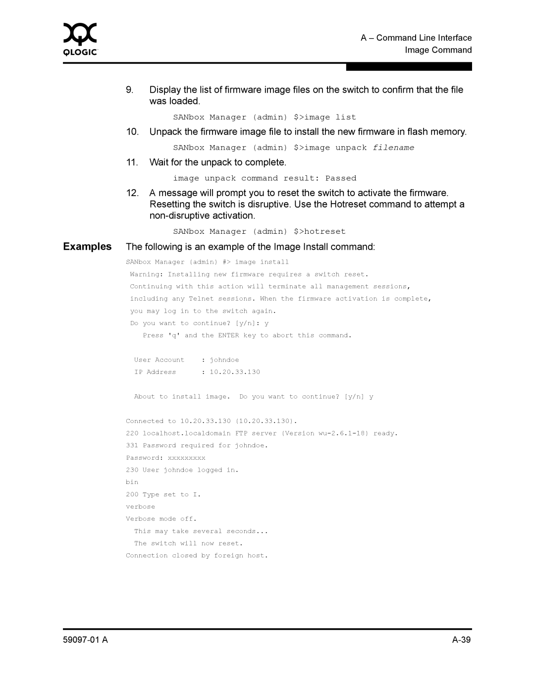 Sun Microsystems 5602 manual Wait for the unpack to complete, SANbox Manager admin # image install 