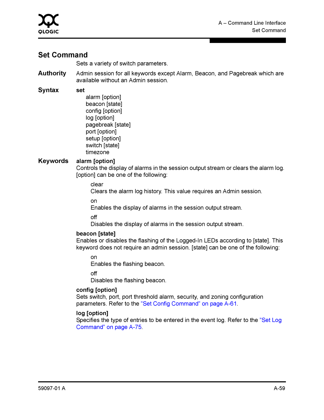 Sun Microsystems 5602 manual Set Command, Syntax set 