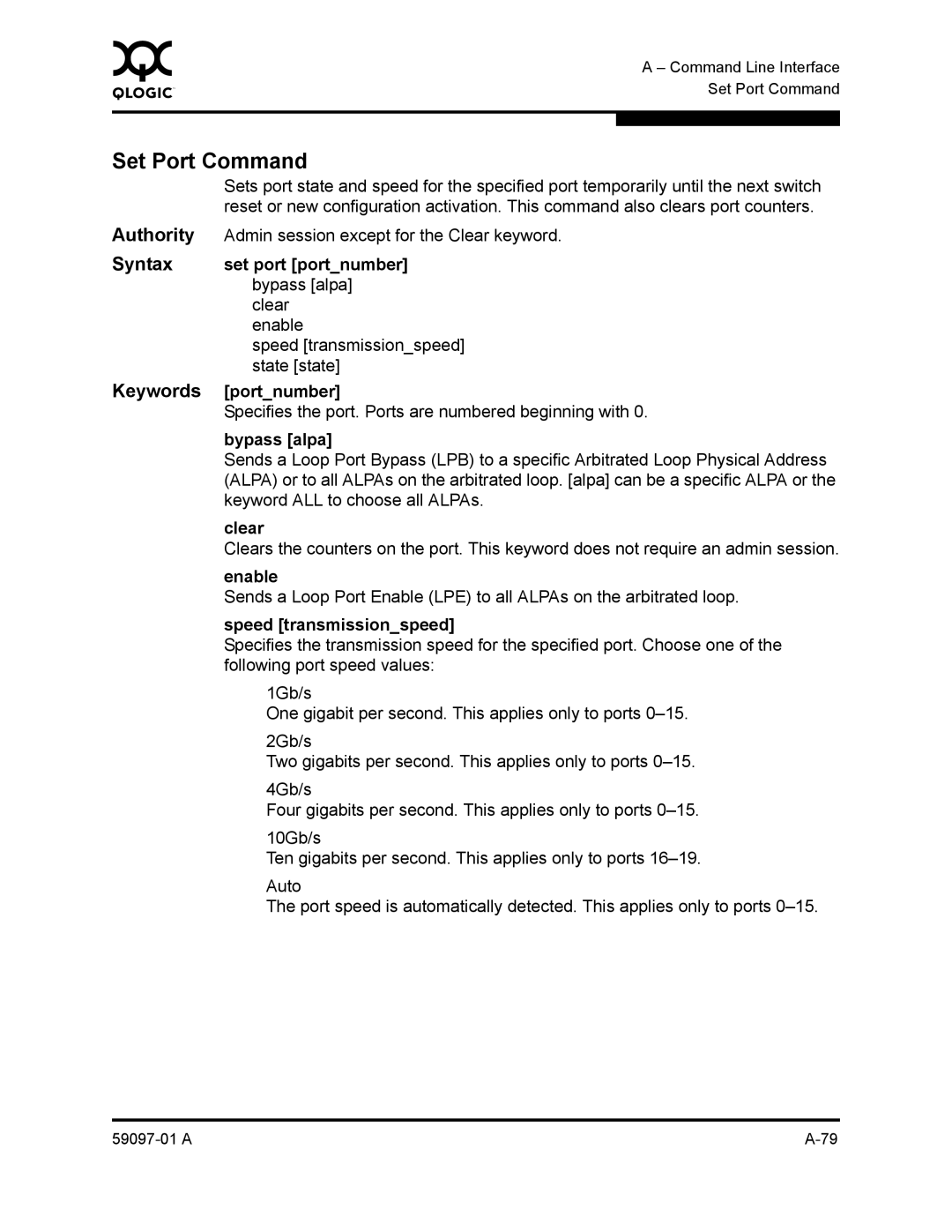 Sun Microsystems 5602 manual Set Port Command 