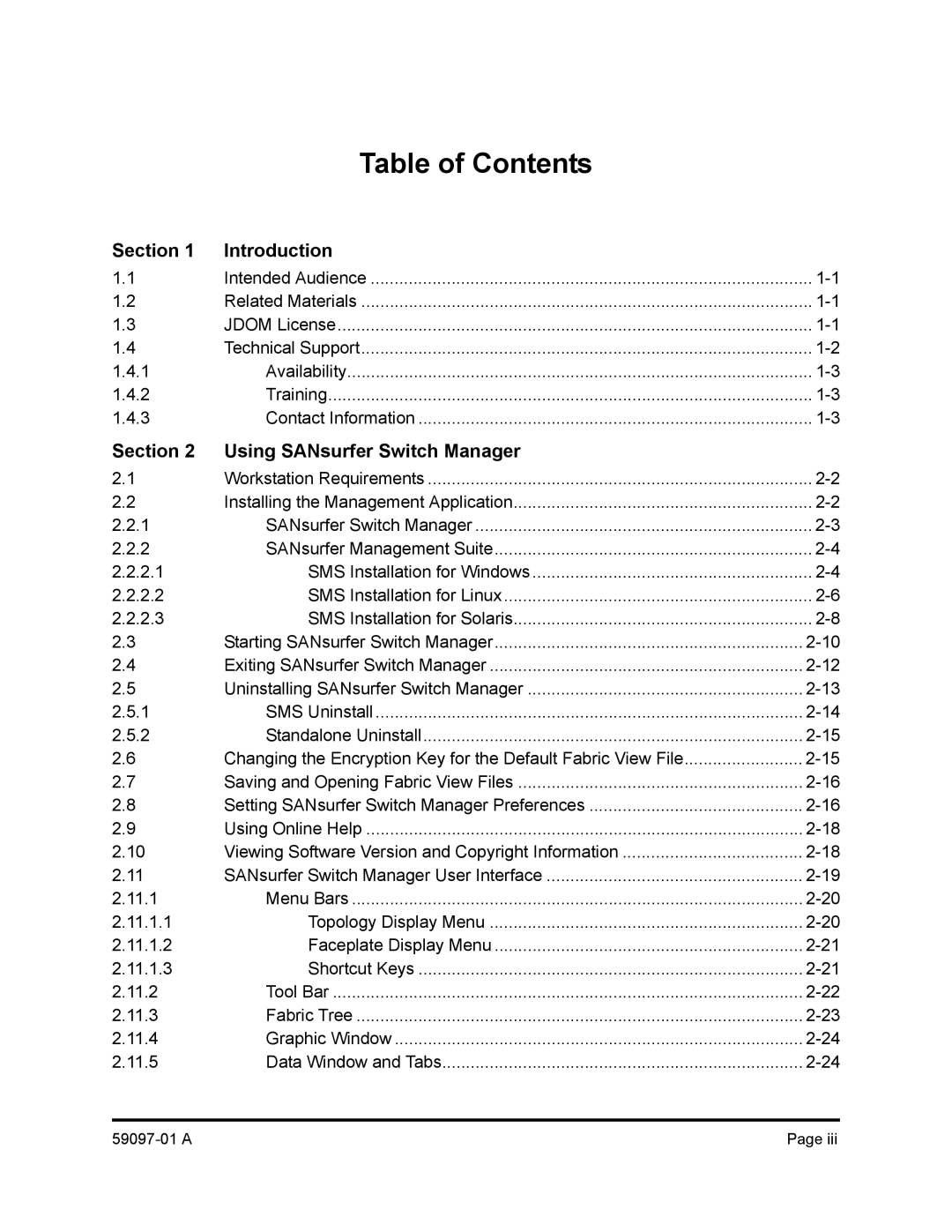 Sun Microsystems 5602 manual Table of Contents 