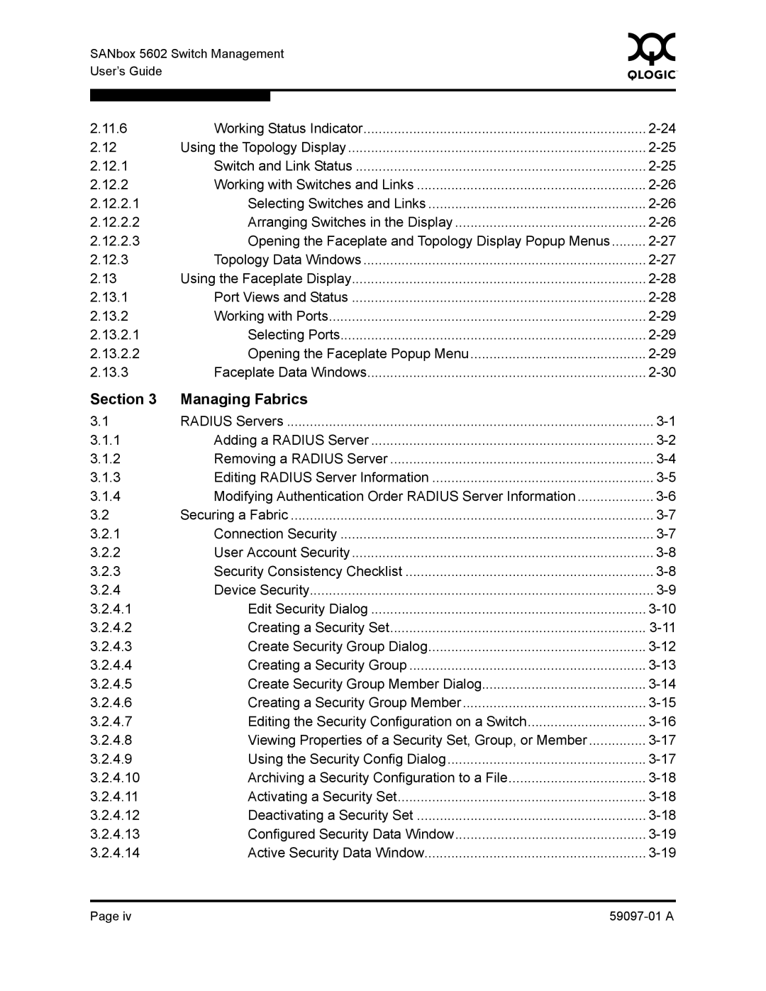 Sun Microsystems 5602 manual Section Managing Fabrics, 11.6, 12.1, 12.2 