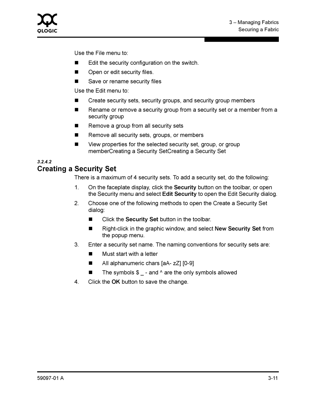 Sun Microsystems 5602 manual Creating a Security Set 