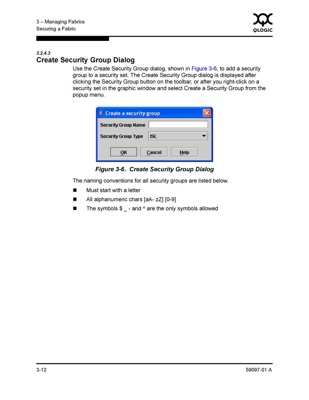 Sun Microsystems 5602 manual Create Security Group Dialog 