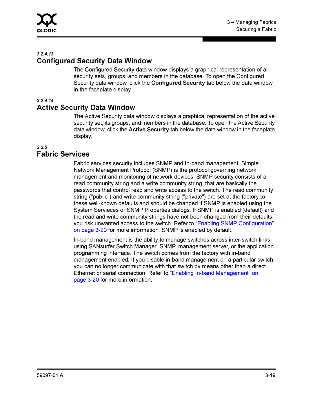 Sun Microsystems 5602 manual Configured Security Data Window, Active Security Data Window, Fabric Services 