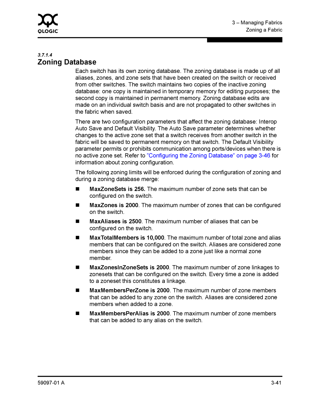 Sun Microsystems 5602 manual Zoning Database 