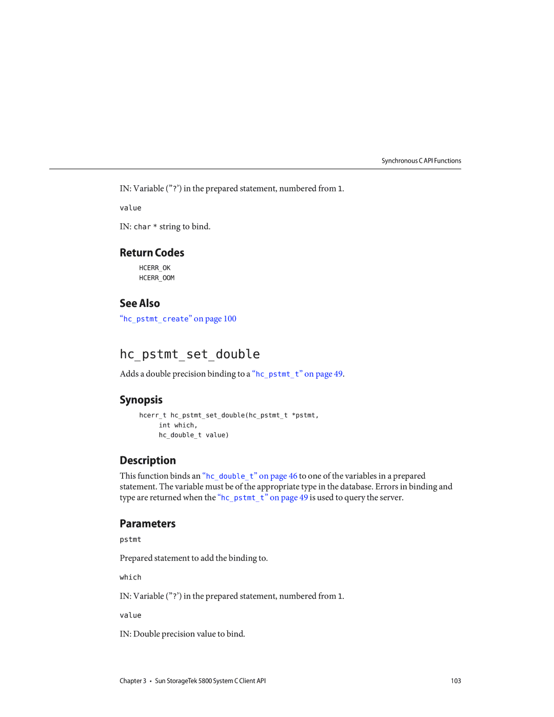 Sun Microsystems 5800 manual Hcpstmtsetdouble 