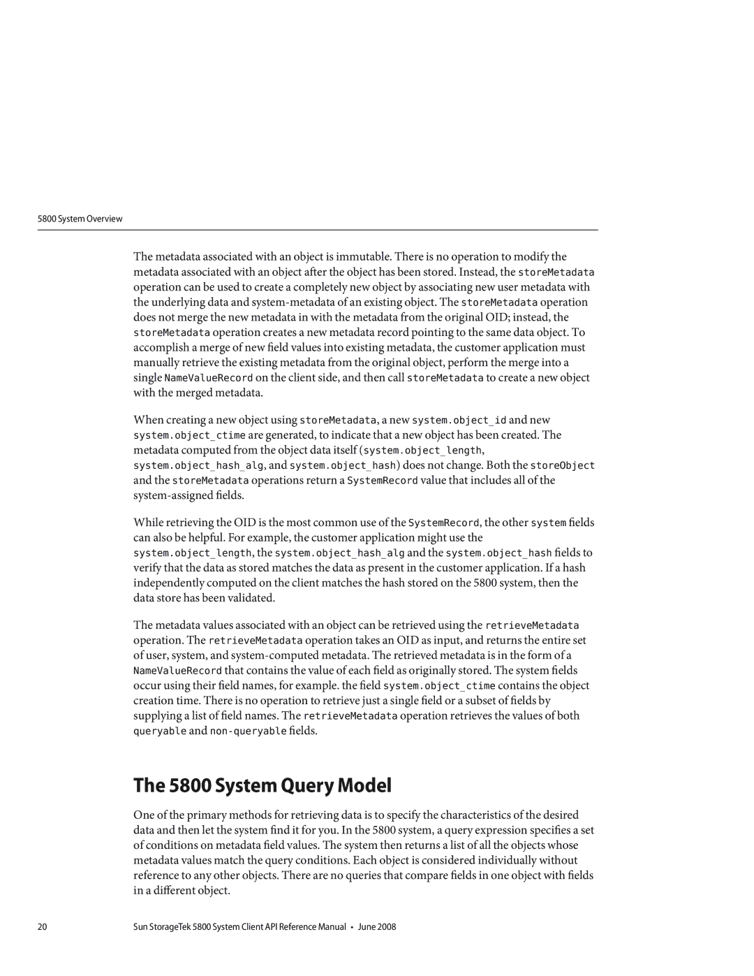 Sun Microsystems 5800 manual System Query Model 