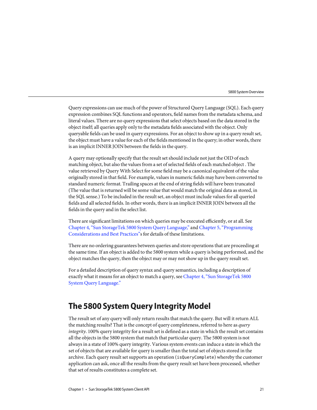 Sun Microsystems 5800 manual System Query Integrity Model 