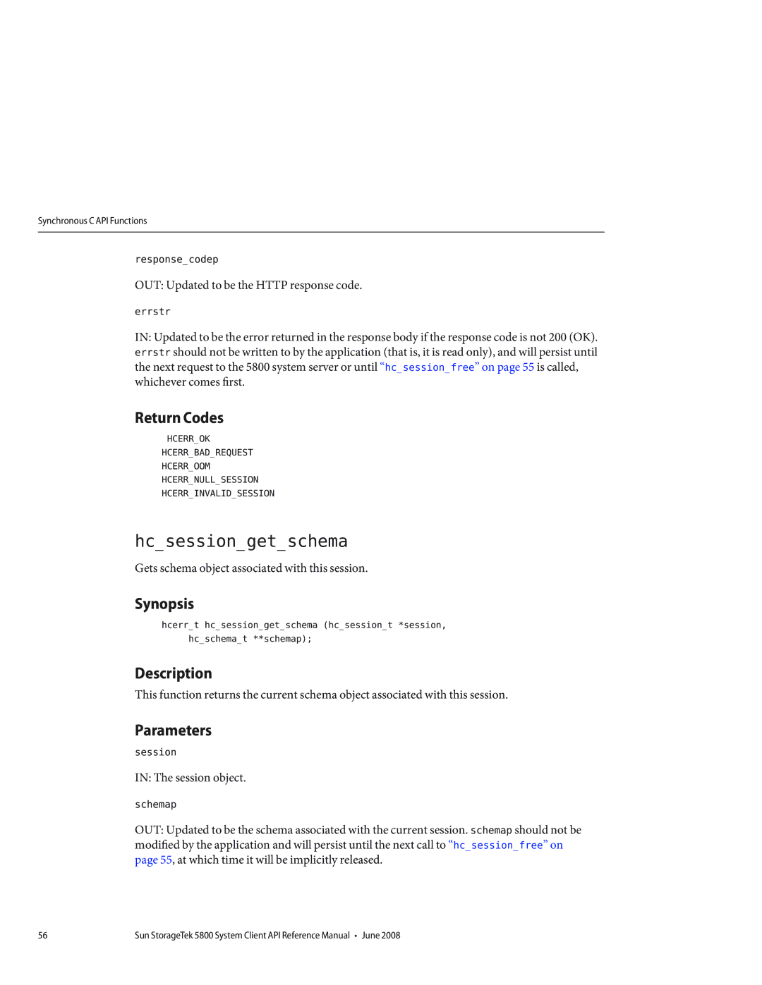 Sun Microsystems 5800 manual Hcsessiongetschema 