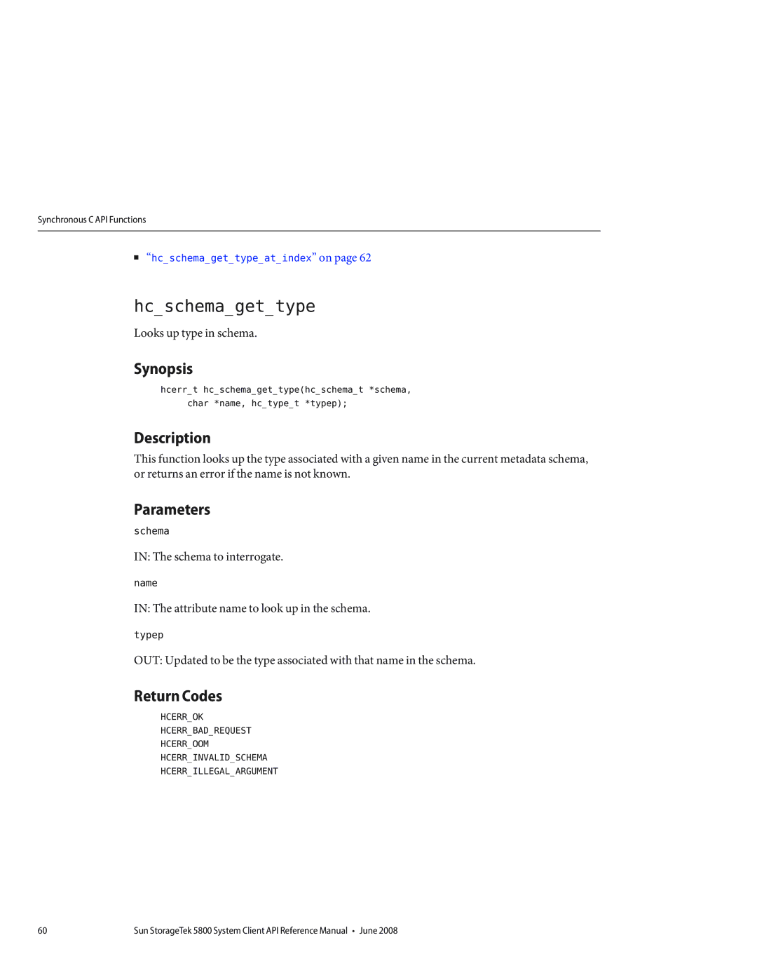 Sun Microsystems 5800 manual Hcschemagettype 