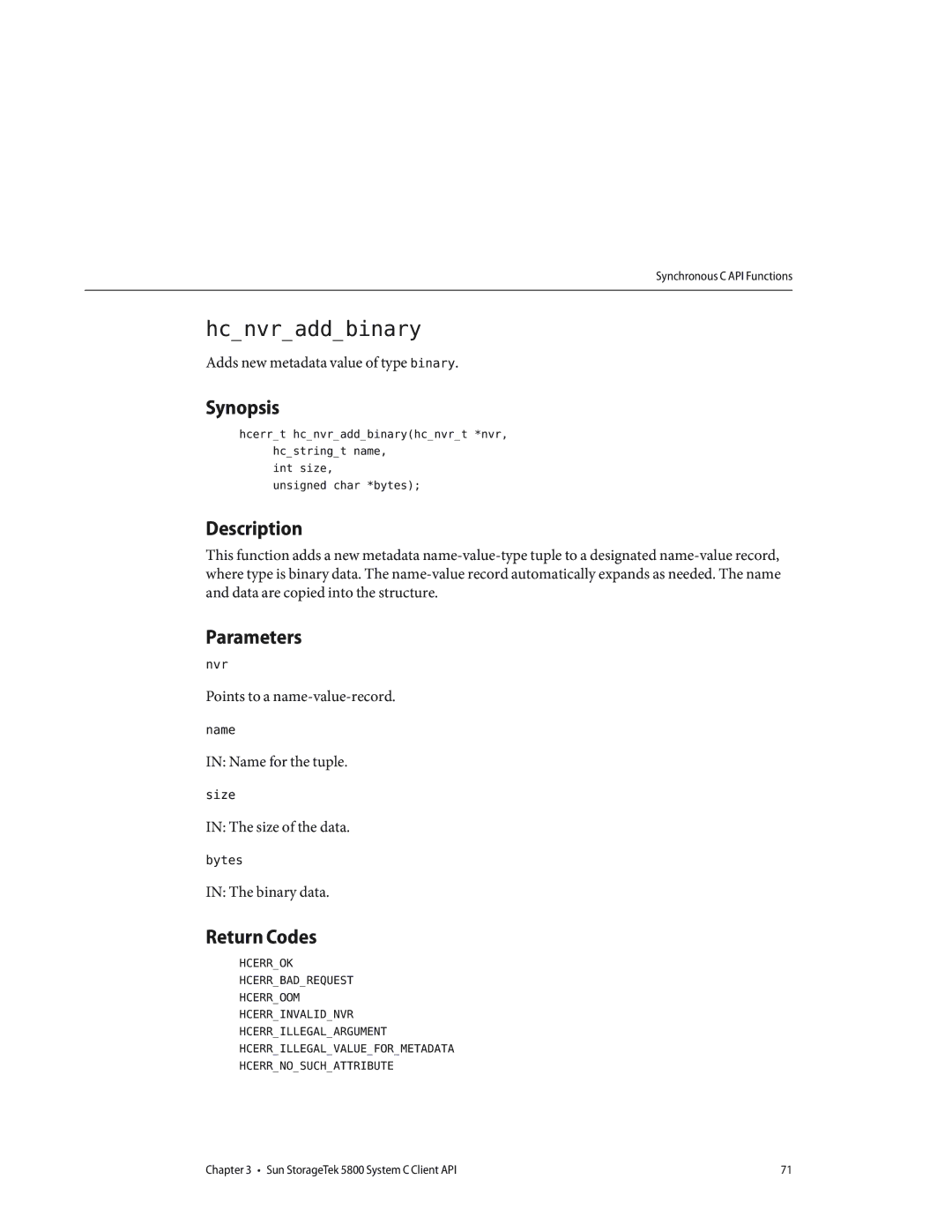 Sun Microsystems 5800 manual Hcnvraddbinary 