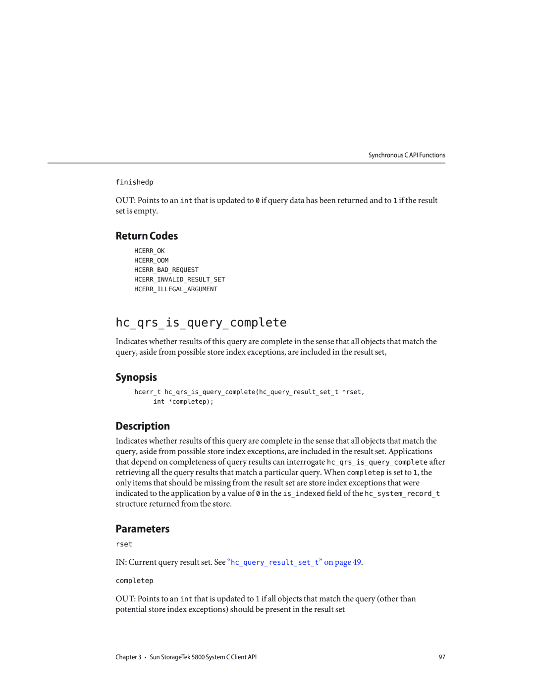 Sun Microsystems 5800 manual Hcqrsisquerycomplete 